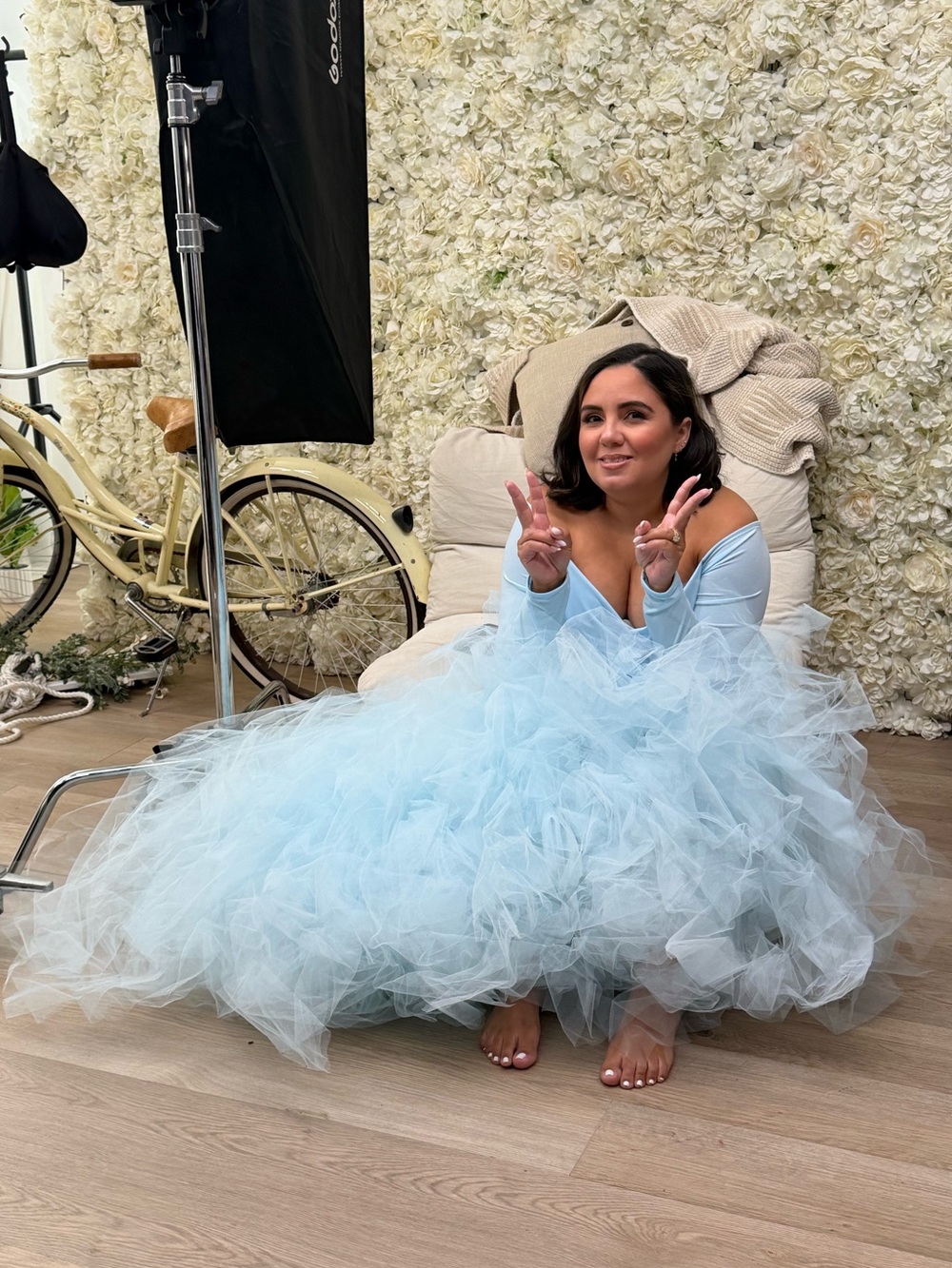 Light Blue Tulle Maternity Photoshoot Dress
